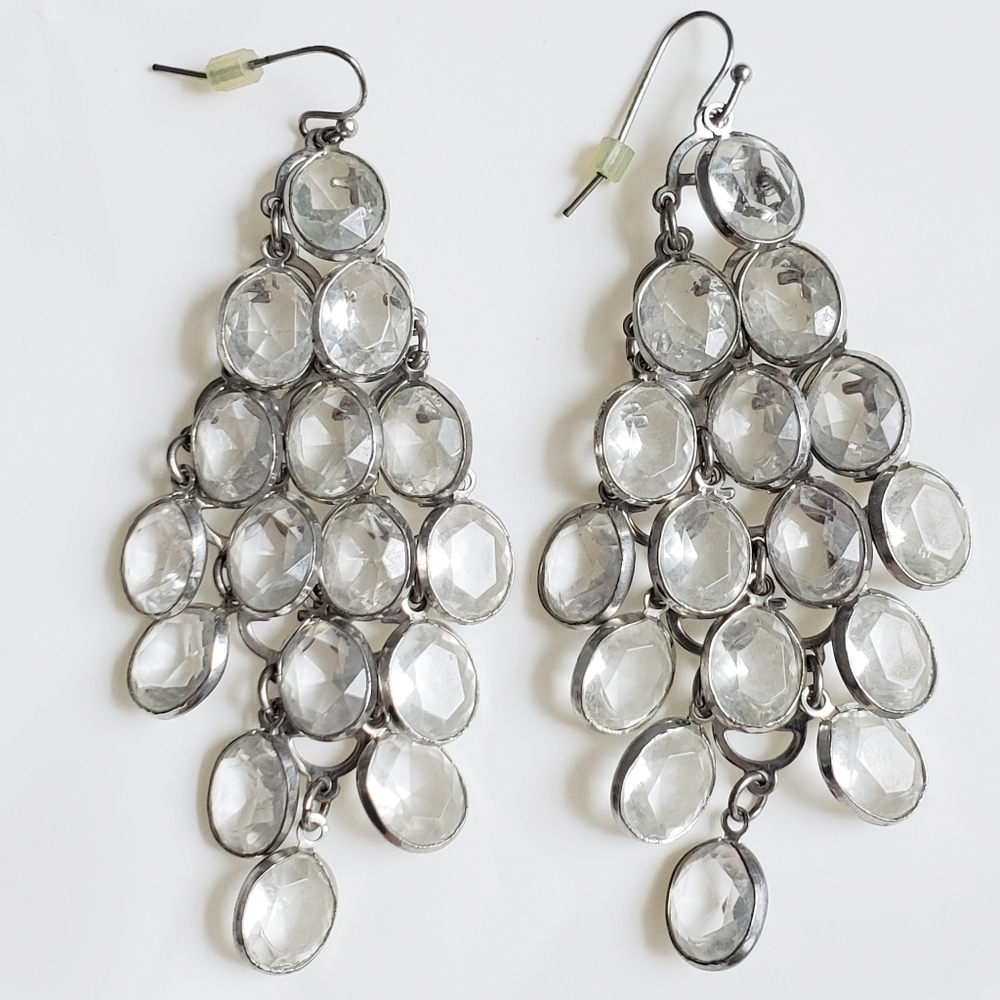 Silver and White Earrings